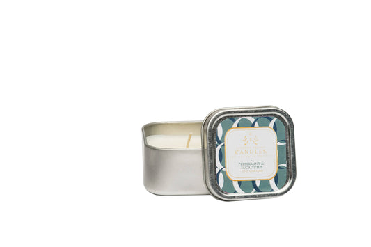 Peppermint & Eucalyptus: 2-in-1 Soy Lotion Candle: Travel Tin - 3.5 oz