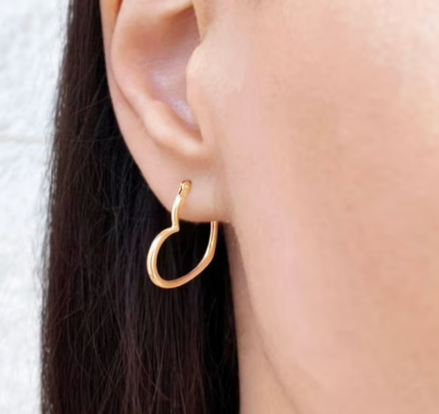 Heart Hinge Hoop Earring