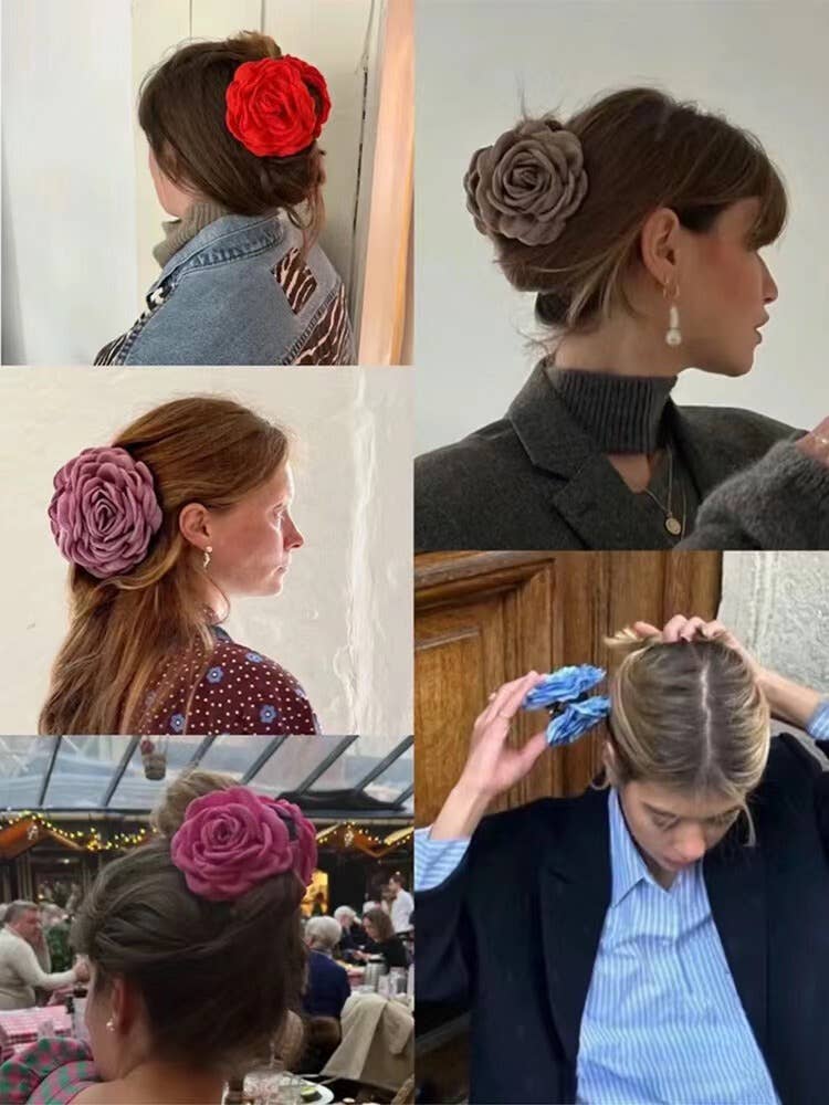 Elegant Flower Hair Claw Clip – Multiple Colors & Sizes: Beige / 9cm