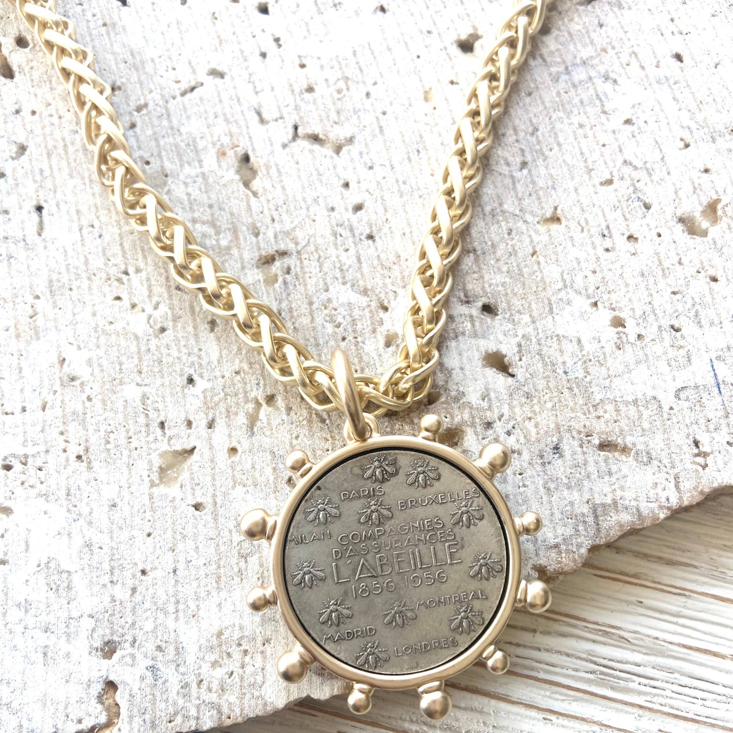 Matte Gold Horse Coin Necklace