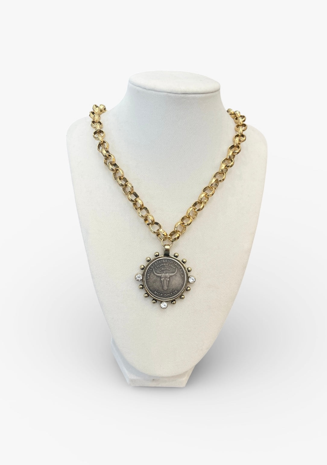 Long Horn Coin Necklace