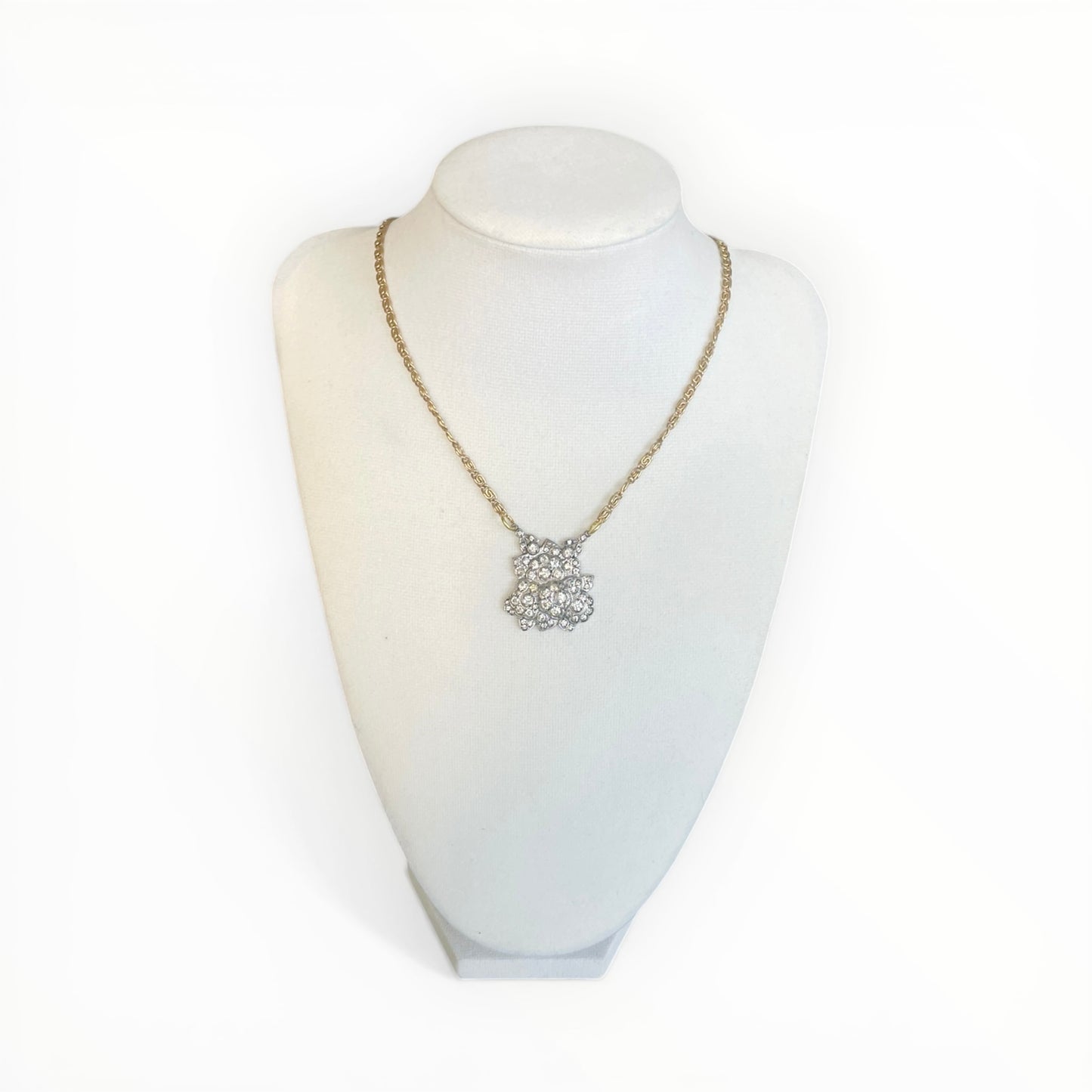 Vintage Crystal and gold chain necklace
