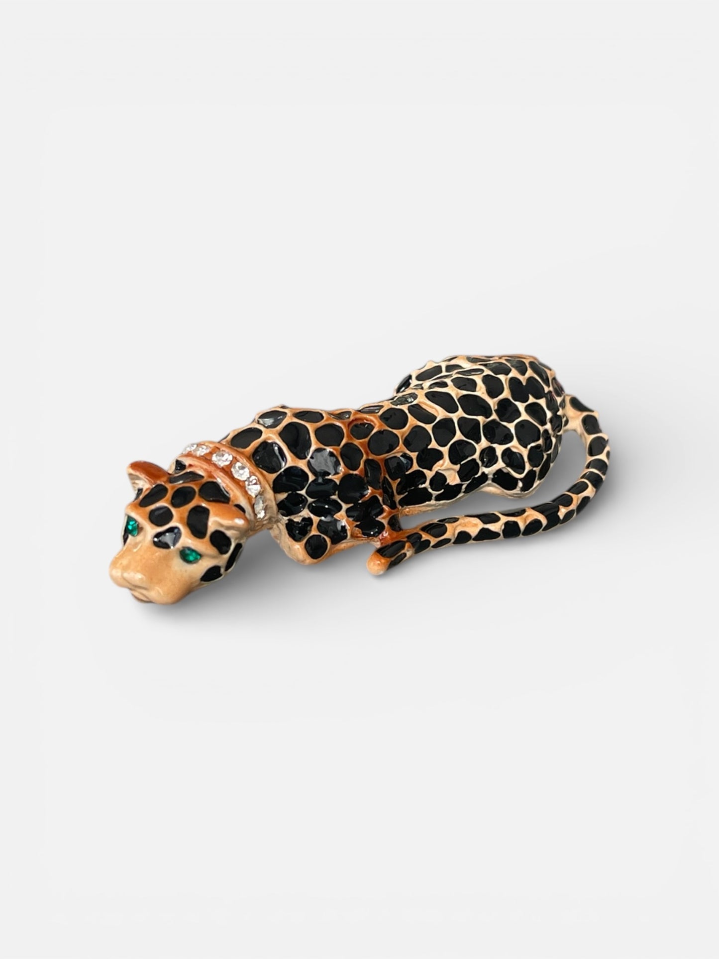 Vintage Enamel Gold Leopard Brooch
