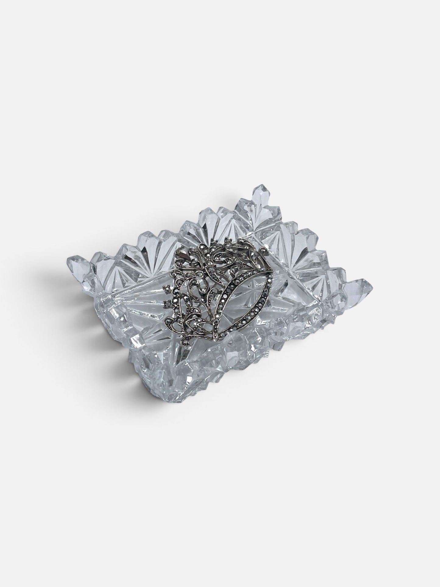 Vintage Cut Glass Jewelry Dish