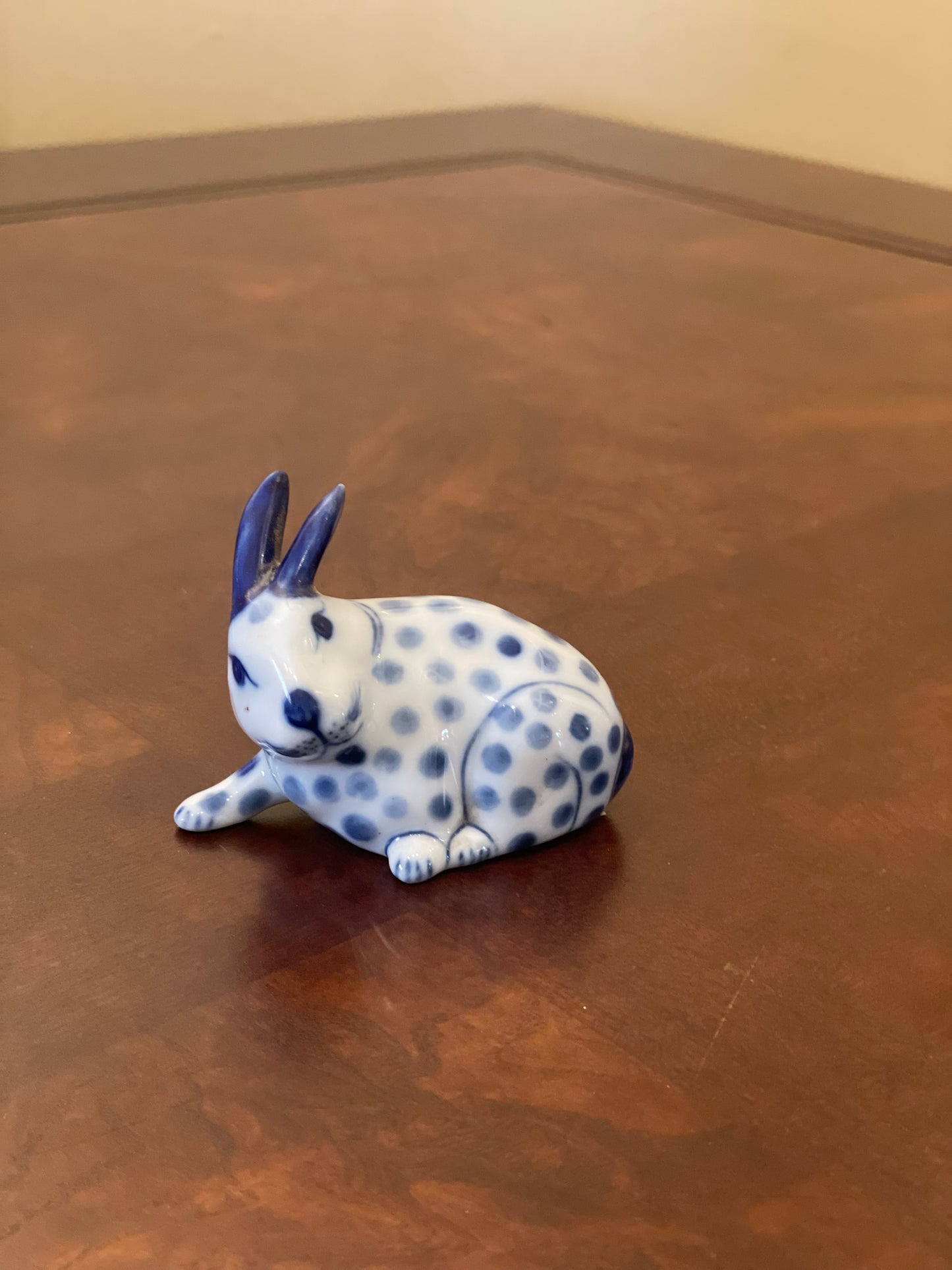 Pair of Vintage Blue and White Rabbits