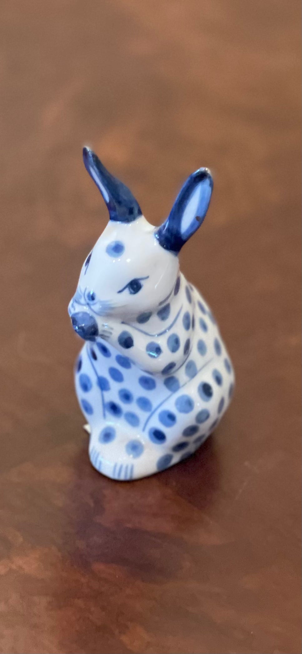 Pair of Vintage Blue and White Rabbits