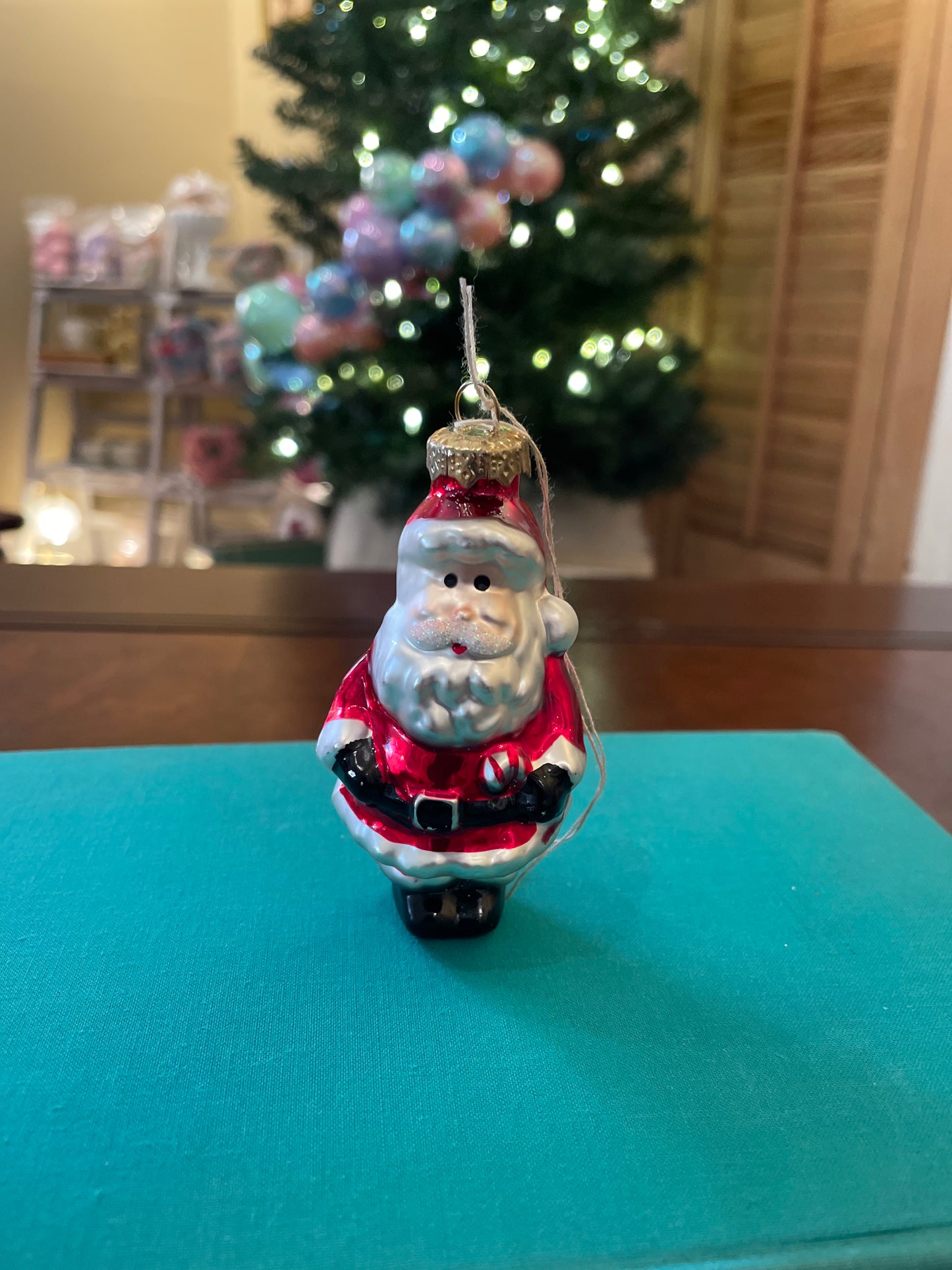 Vintage Glass Santa Ornament