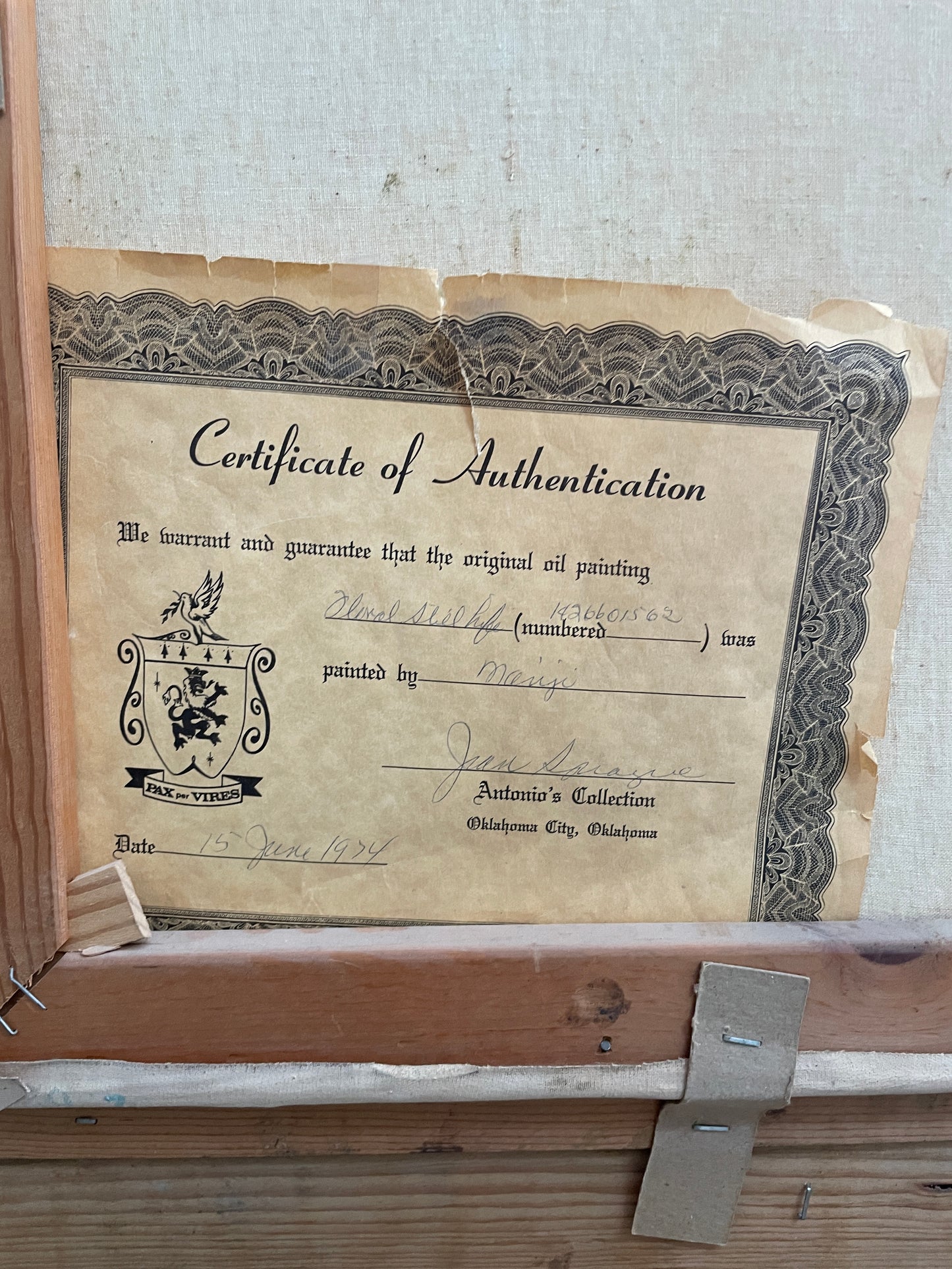 Original Artwork - Flower painting with blue wood frame