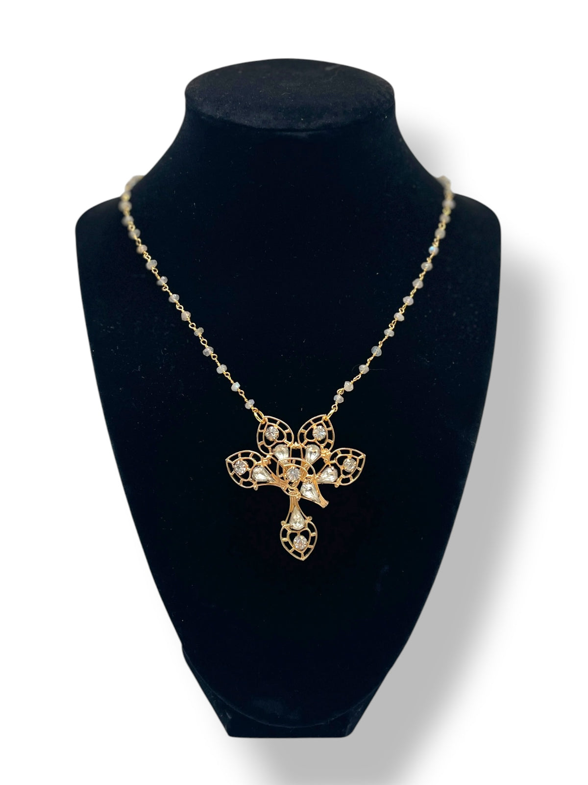 Vintage Brooch on Labradonife Chain Necklace