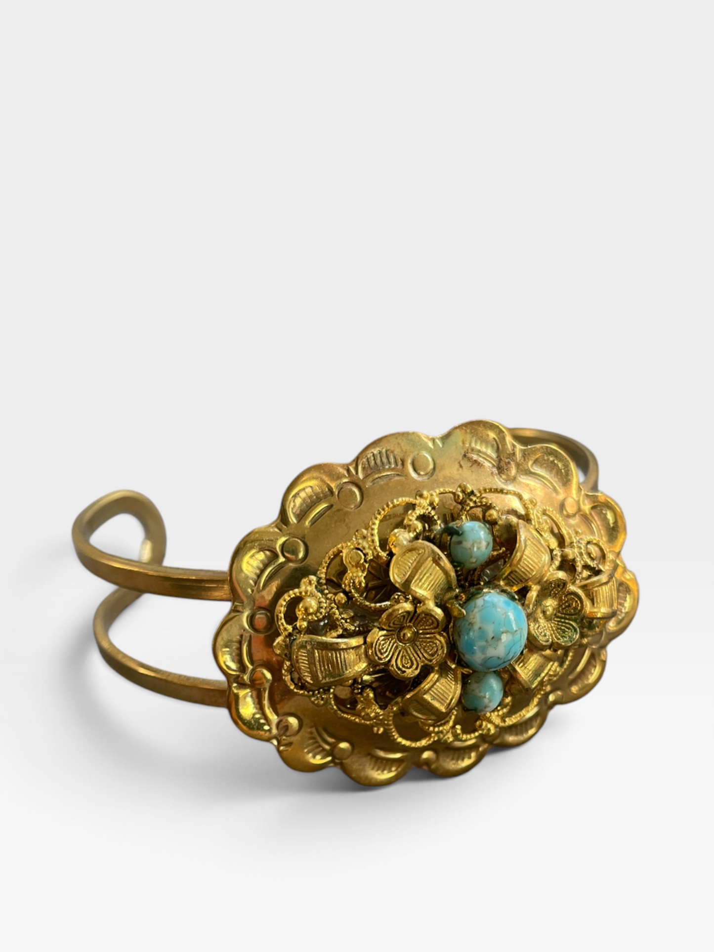 Vintage Gold and Turquoise Cuff
