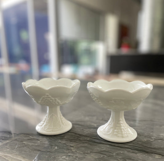 Vintage - Footed Milk Glass Candle Holders