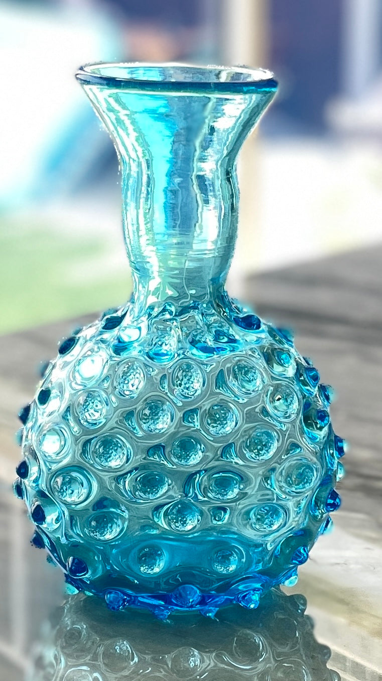 Vintage Blue Hobnail Glass Vase