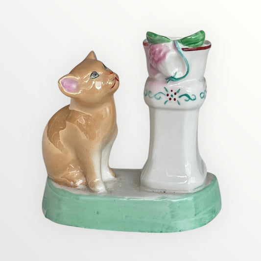 Vintage Cat with Vase
