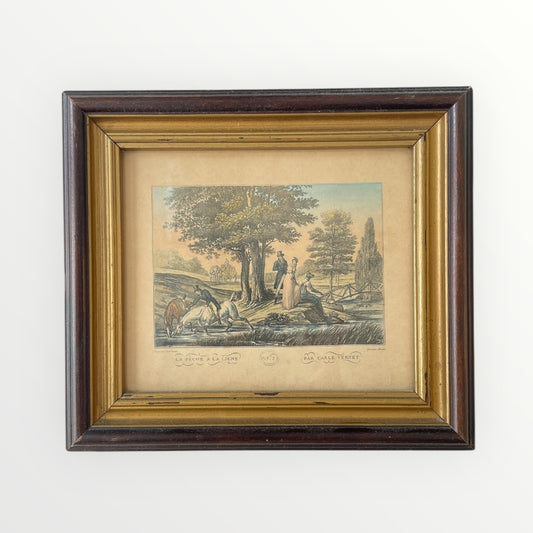 Vintage La Pêche à la Ligne Lithograph Print by Carle Vernet