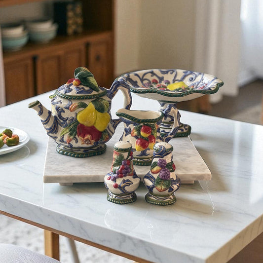 Vintage Fitz and Floyd Majolica Style Florentine Fruit China