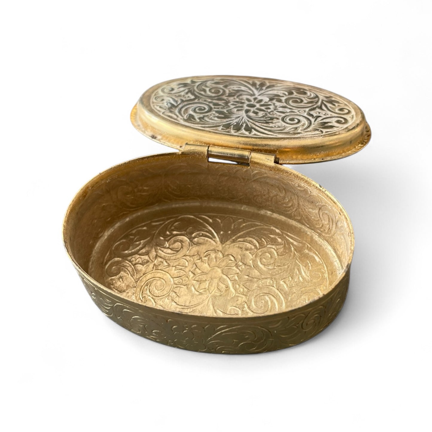 Vintage Porcelain and Metal Pill Box