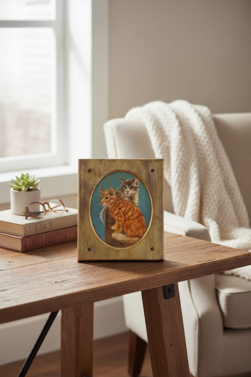 Vintage Cat Painting -Original Art