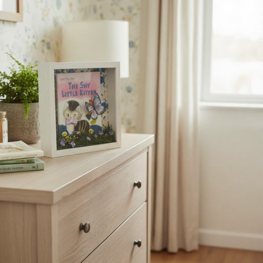 Custom-Made Vintage Book Shadow Box - The Shy Little Kitten