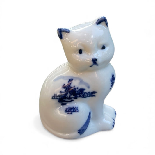 Vintage Delftware-Style Cat
