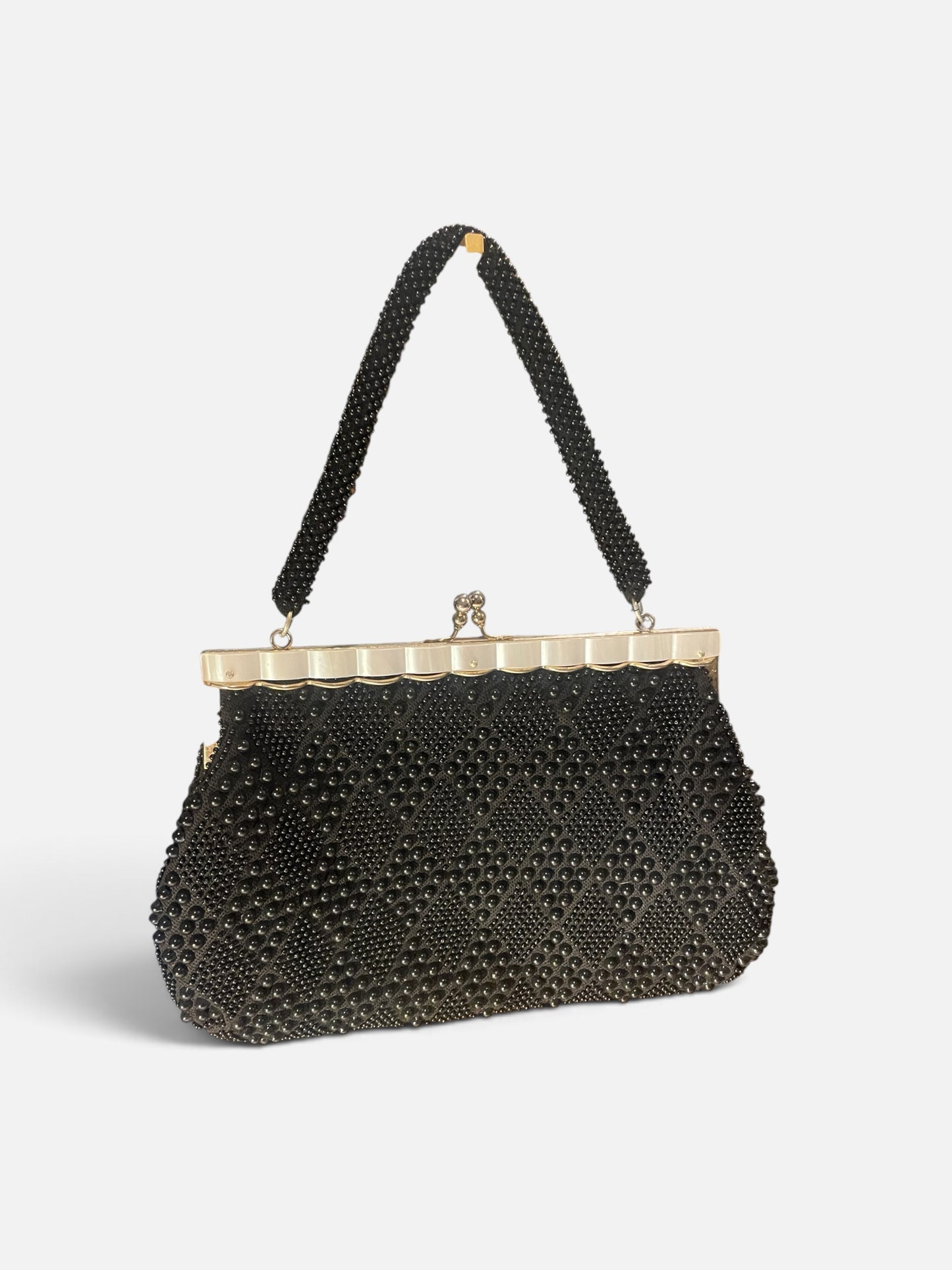 Vintage 1970's Black Beaded Purse