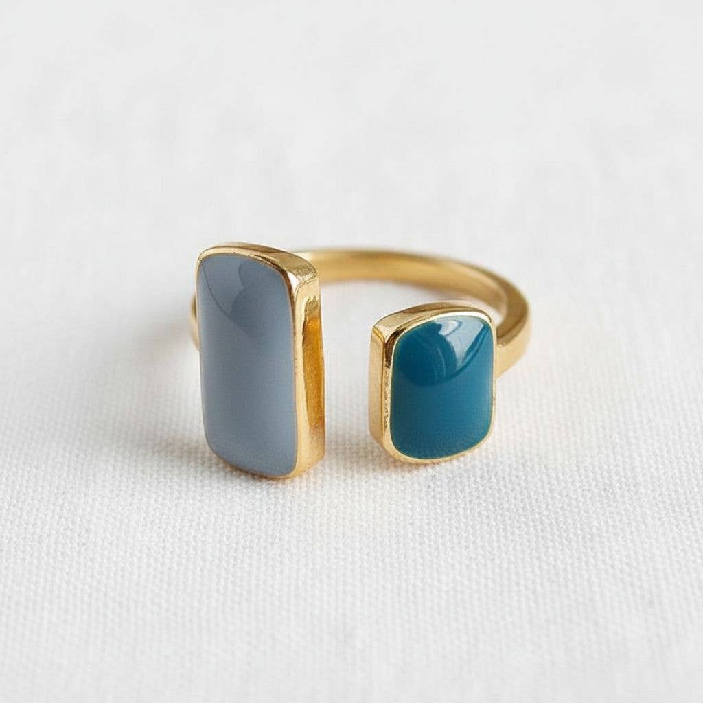 Retro Geometric Adjustable Ring