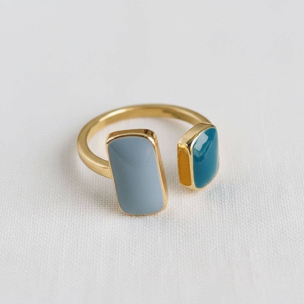 Retro Geometric Adjustable Ring