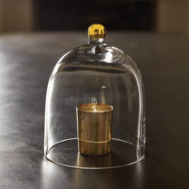 Glass Cloche with Gold Knob - Small