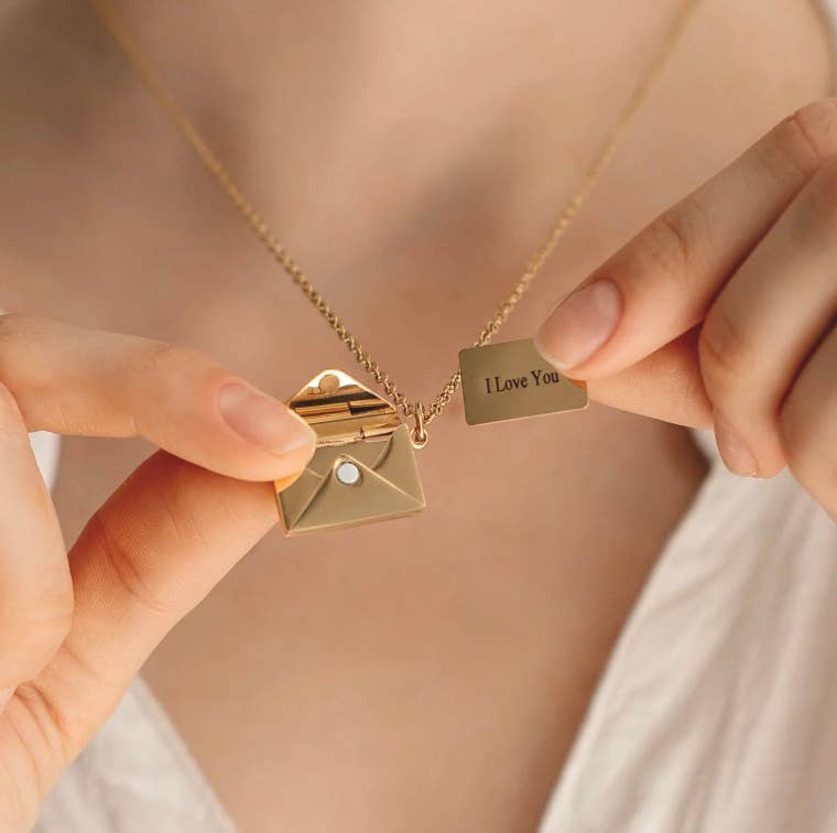 Silver Love Letter Envelope and Letter necklace