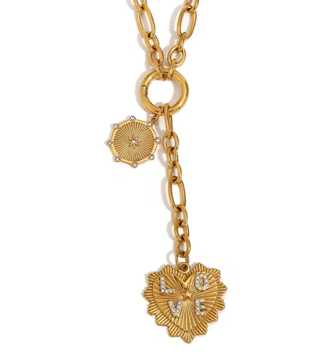 LOVE Charm Lariat Necklace