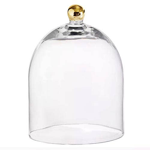 Glass Cloche with Gold Knob - Small