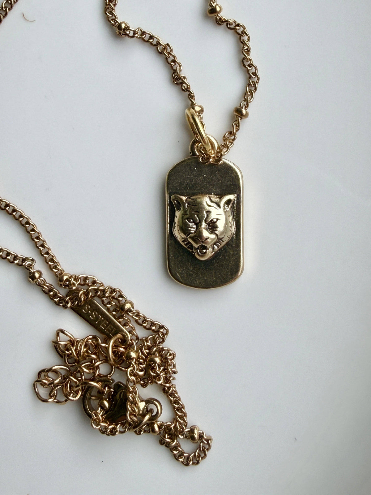 Upcycled Designer Tiger Pendant Necklace