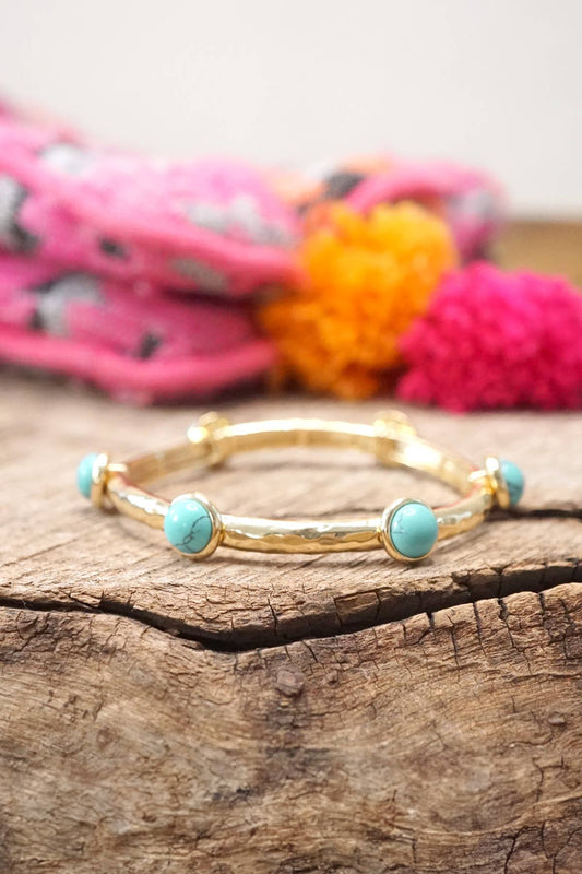 Gold Bangle with Turquoise Stone