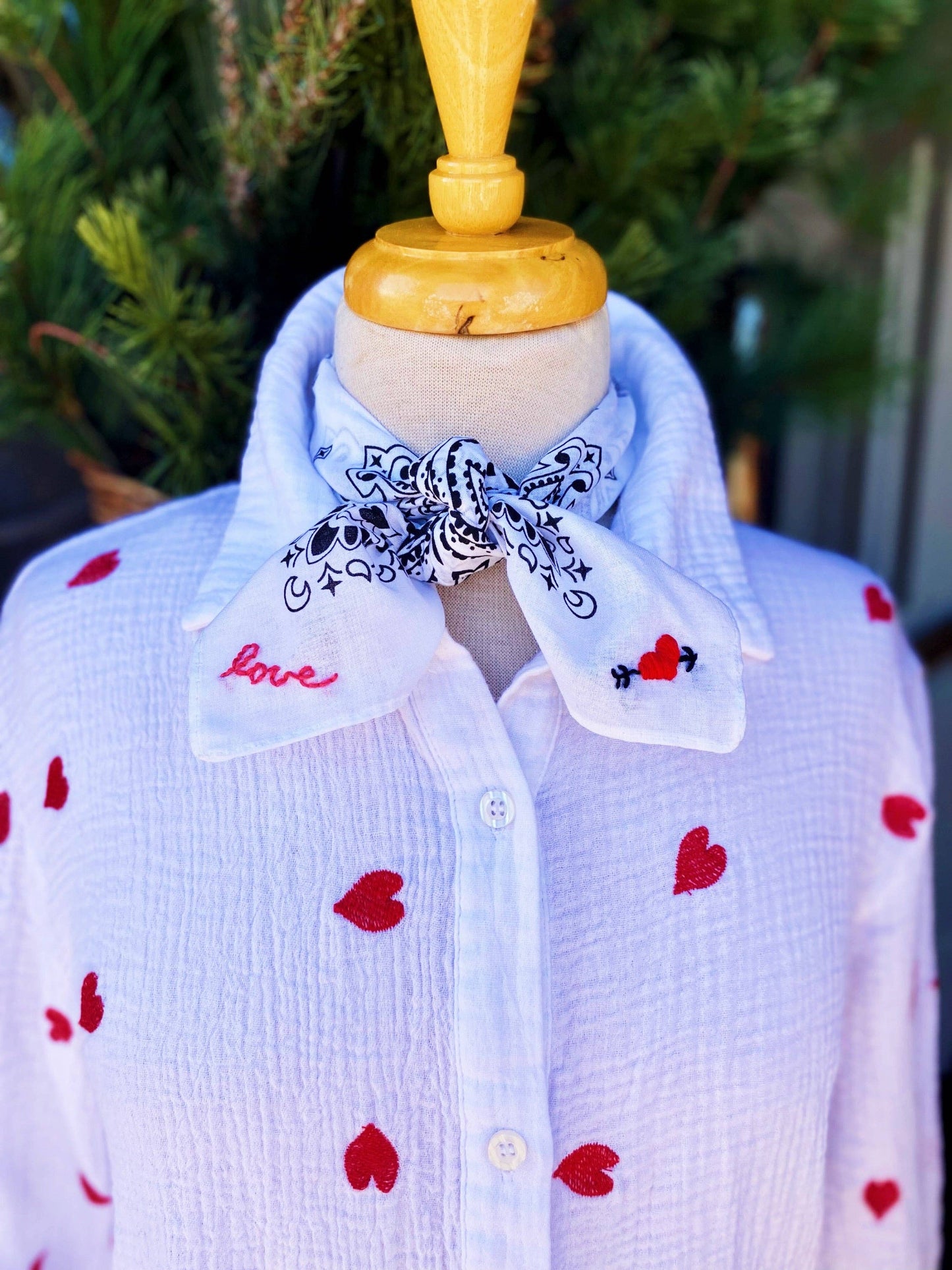 Embroidered My Love Bandana: White