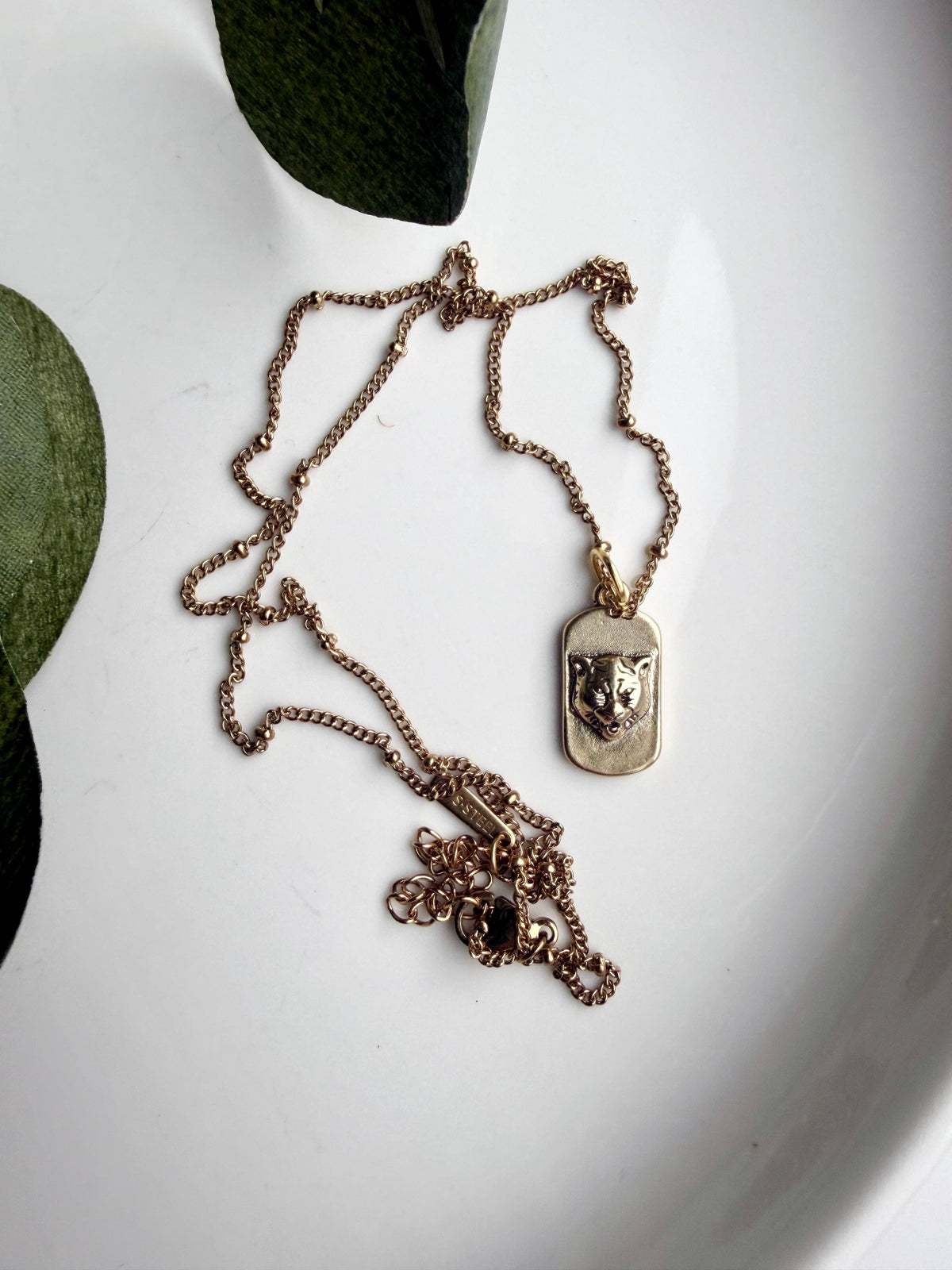 Upcycled Designer Tiger Pendant Necklace