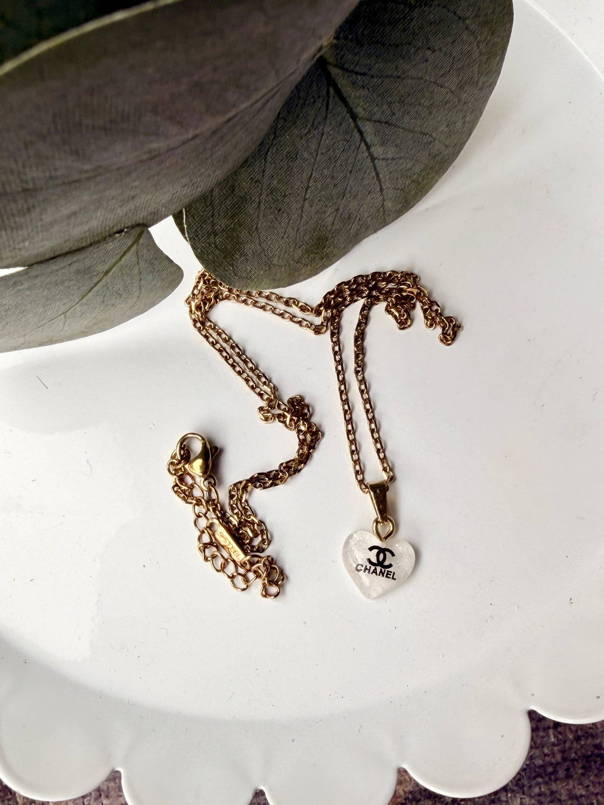Upcycled Designer Tiny Heart Pendant Necklace