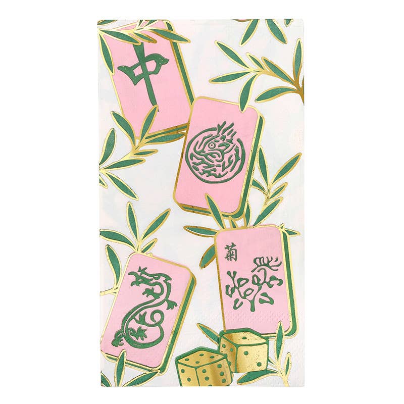 Mahjong Guest Napkin and Ceramic Tray + Napkins