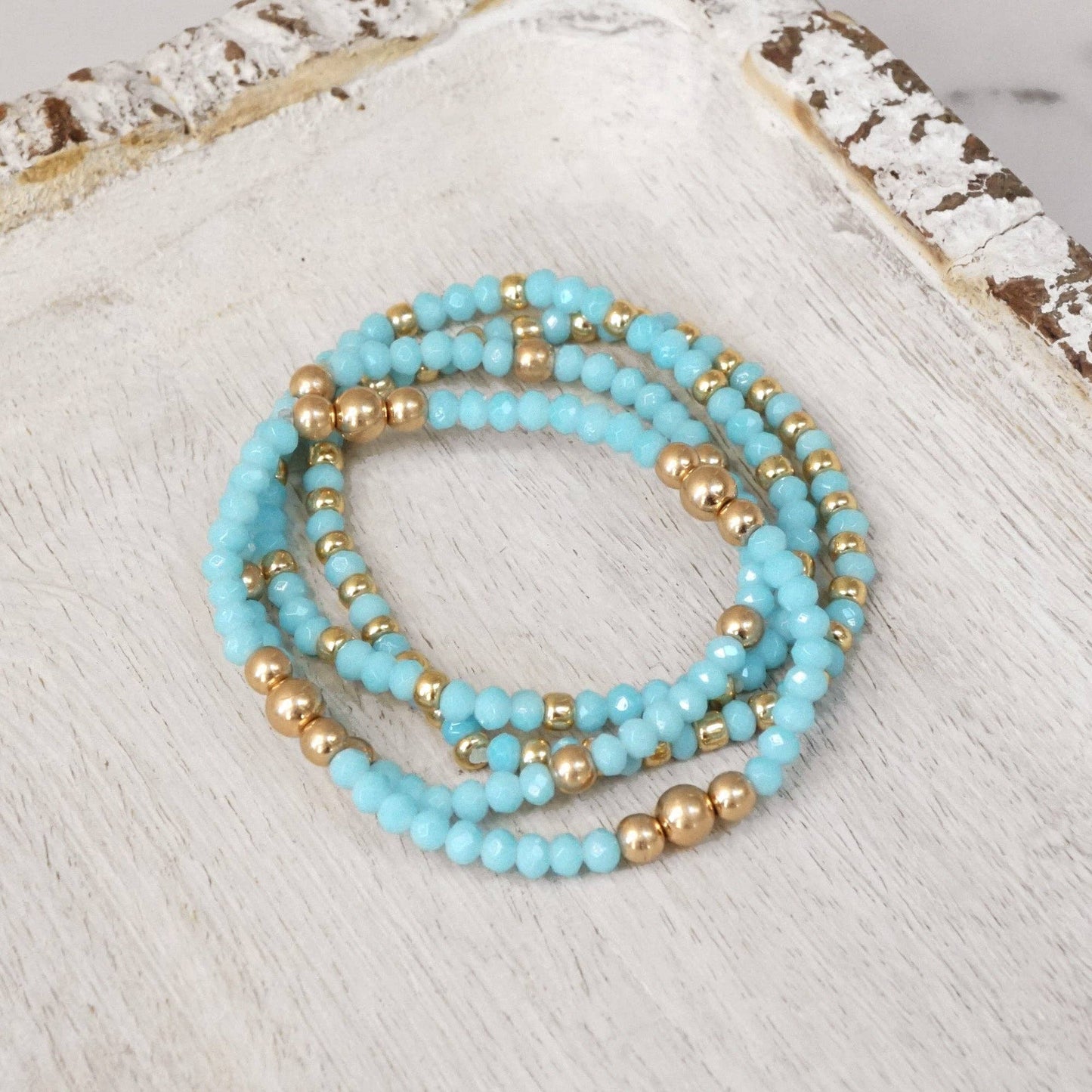 Colorful and Gold tone beaded bracelets