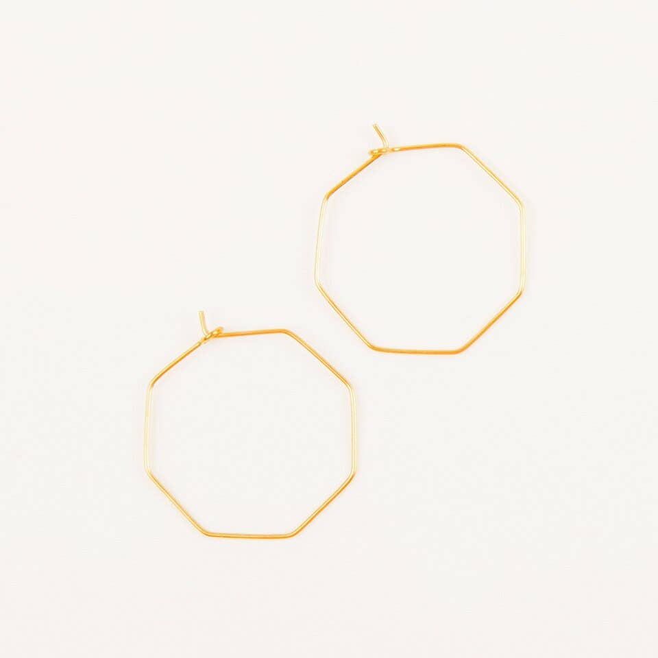 Small Hex Hoop Earrings