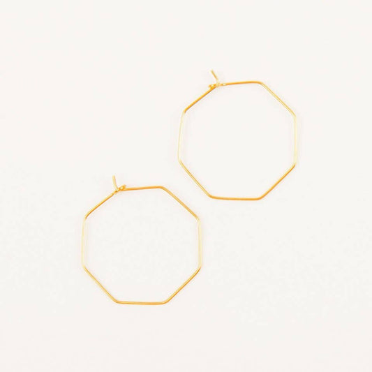 Small Hex Hoop Earrings