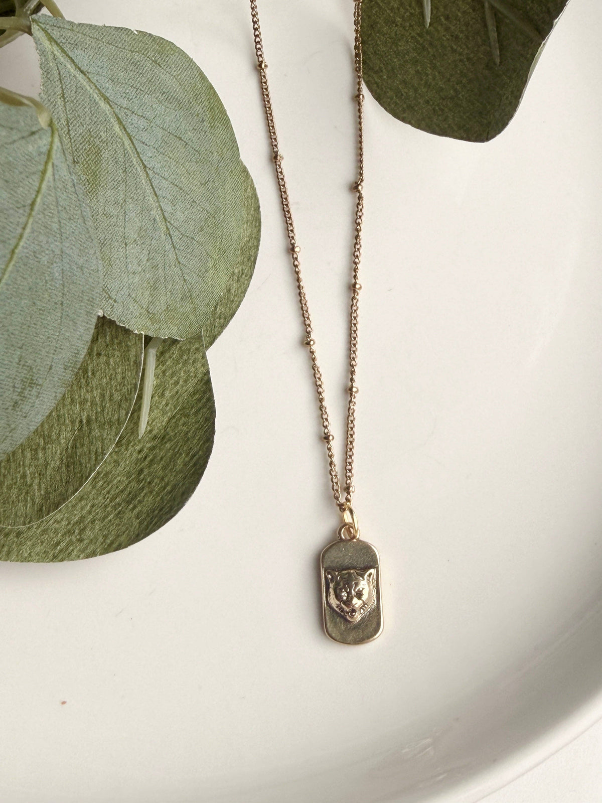 Upcycled Designer Tiger Pendant Necklace