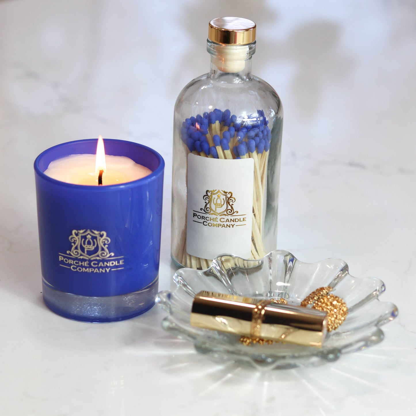 Porché Candle Co - Luxury 8oz Candle - Blue Lagoon: Candle + Matches