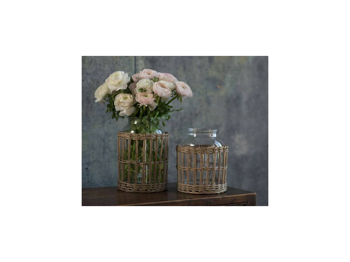 Glass and Woven Willow Canister