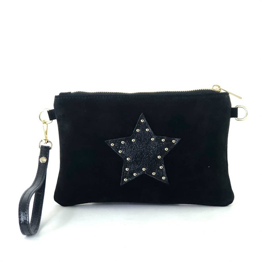 Italian Leather Suede Clutch