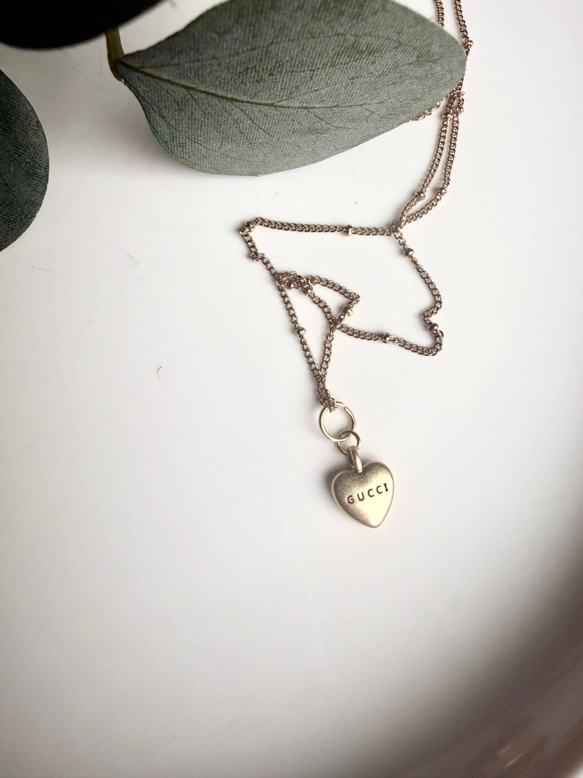 Upcycled Designer Mini Gold Heart Pendant Necklace