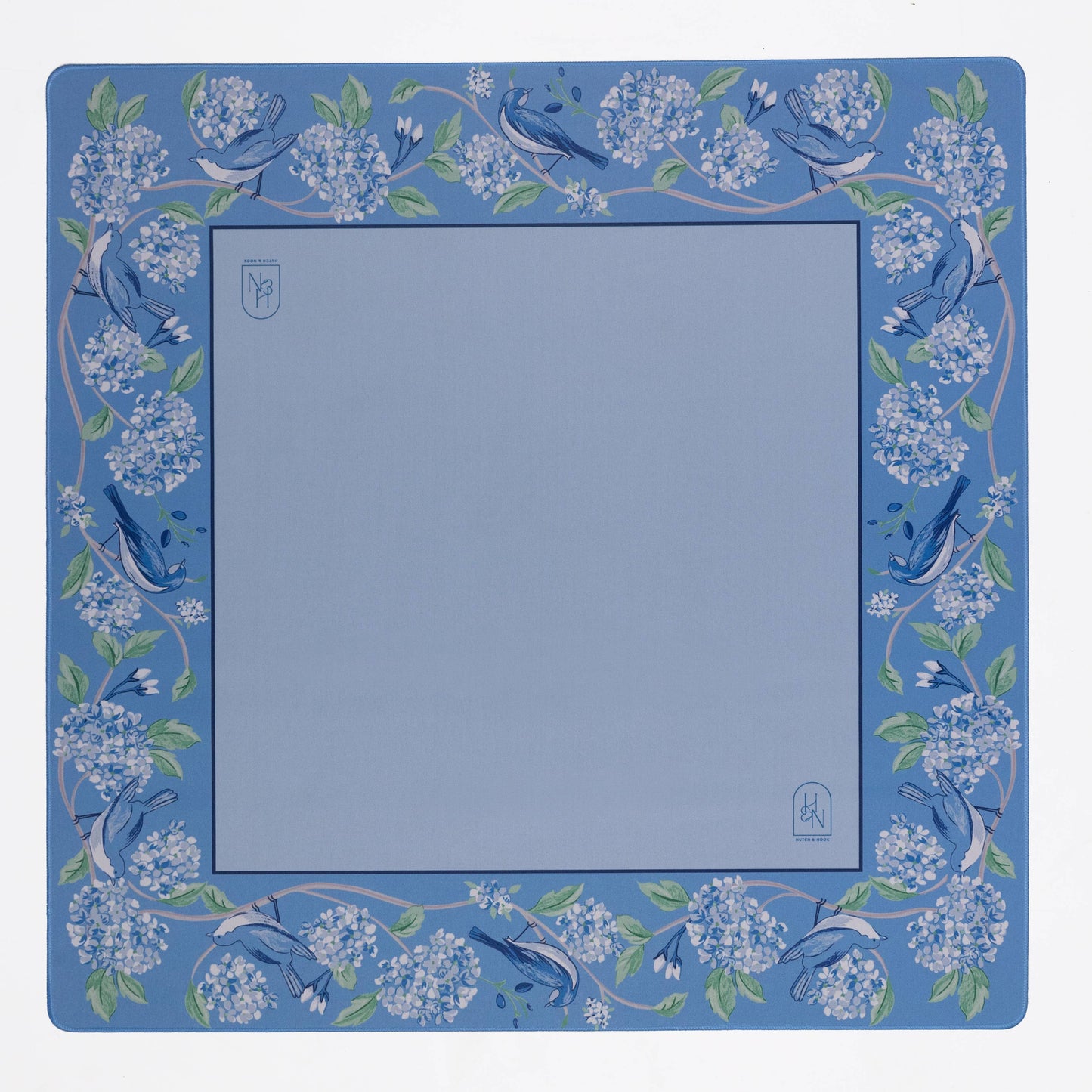 Blue Hydrangea Bird Mahjong Mat