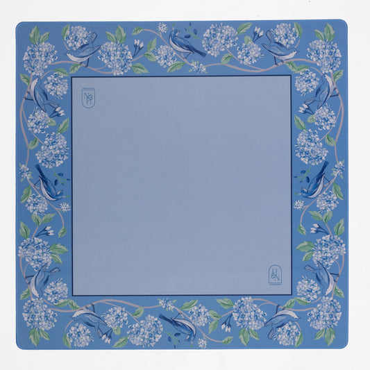Blue Hydrangea Bird Mahjong Mat
