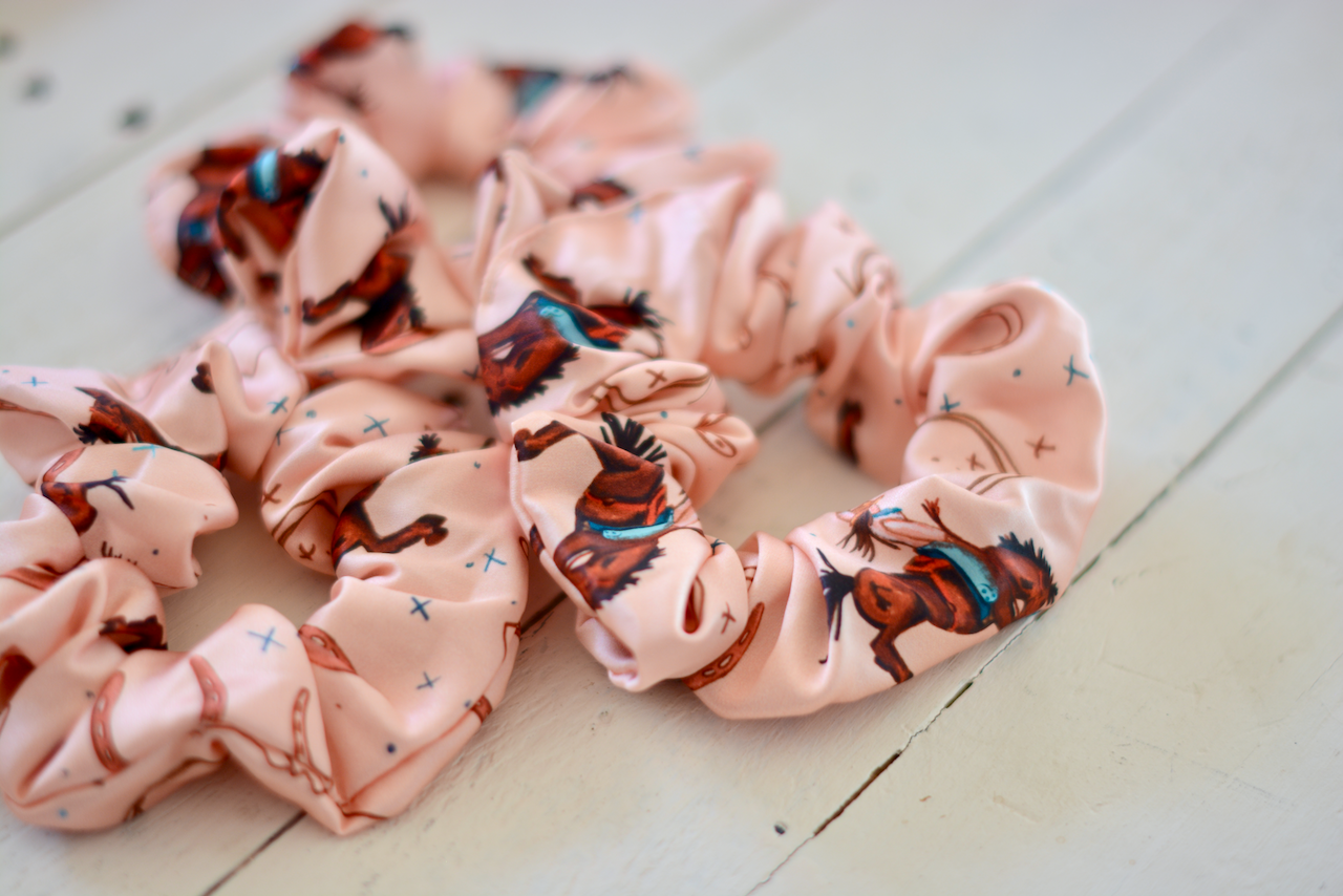 Satin Western Cowgirl Themed Scrunchies