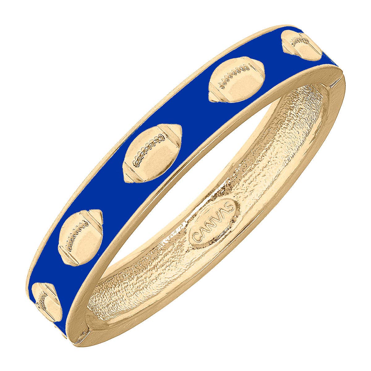 Game Day Enamel Football Hinge Bangle in Blue