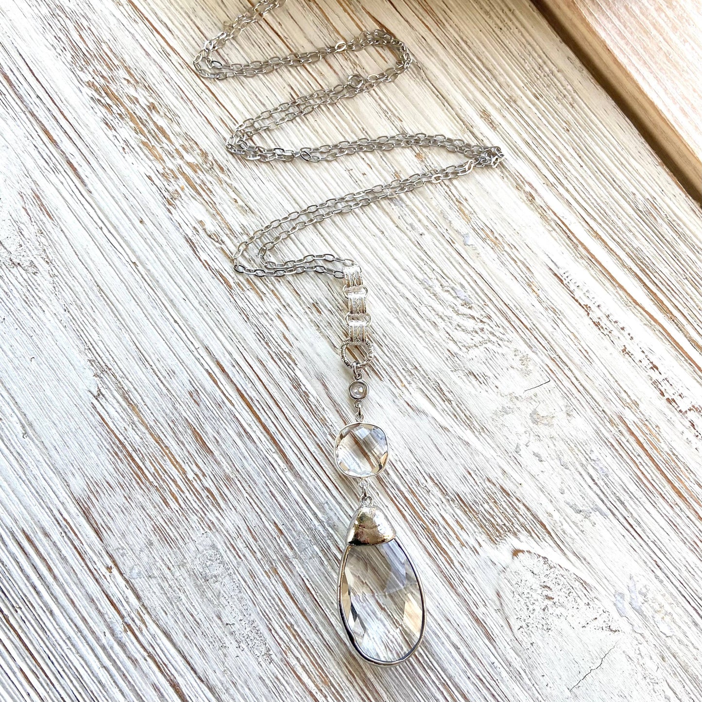 Chandelier necklace vintage boutique salon jewelry artisan: Silver