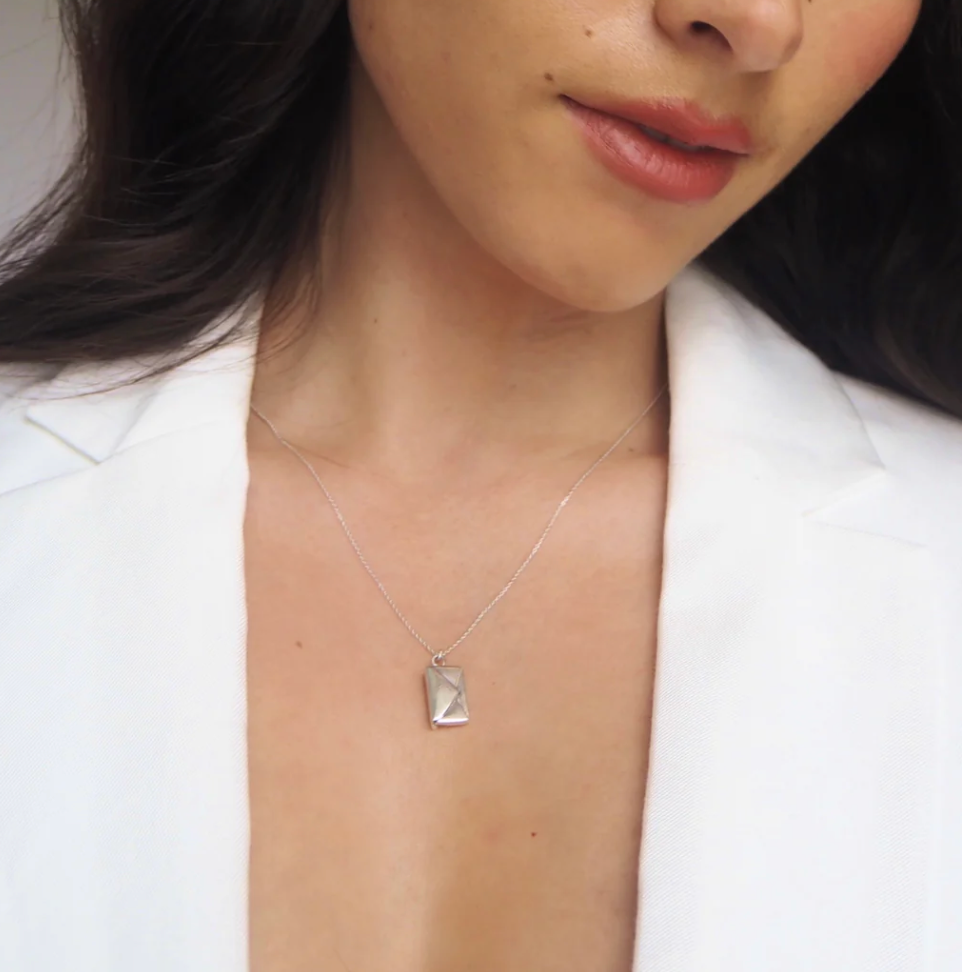 Silver Love Letter Envelope and Letter necklace